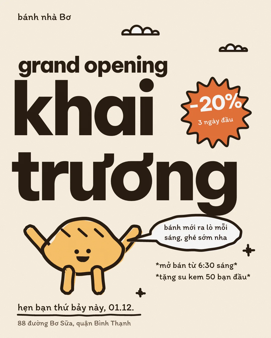 Poster khai trương của một tiệm bánh