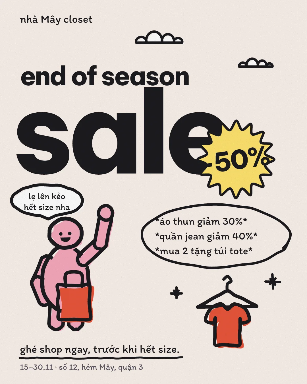 Poster sale cuối mùa của một shop quần áo